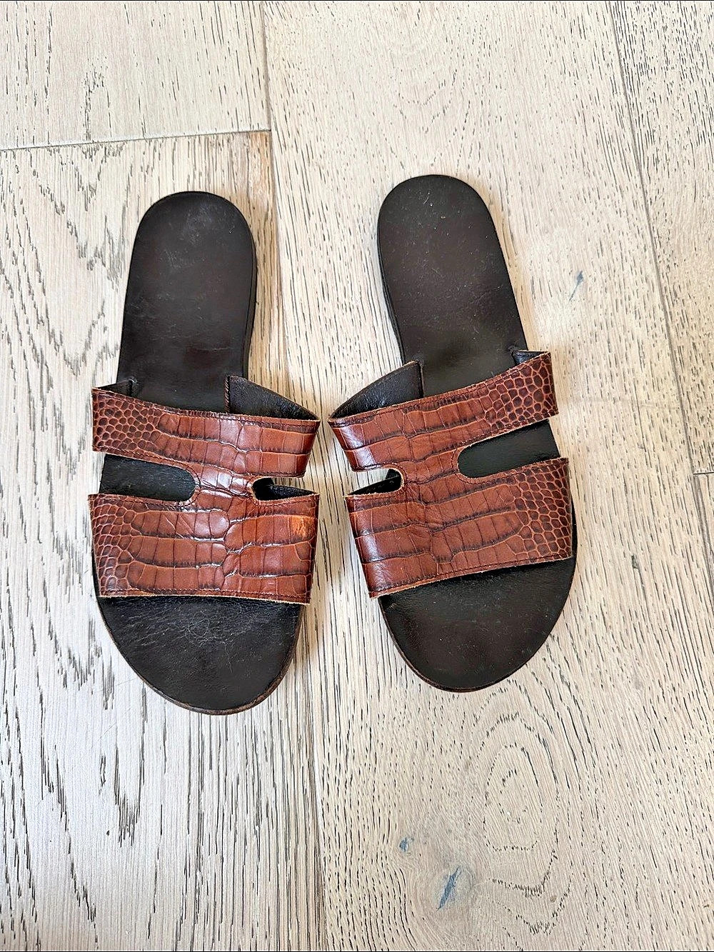 Ancient Greek Sandals Brown Slide Sandals
